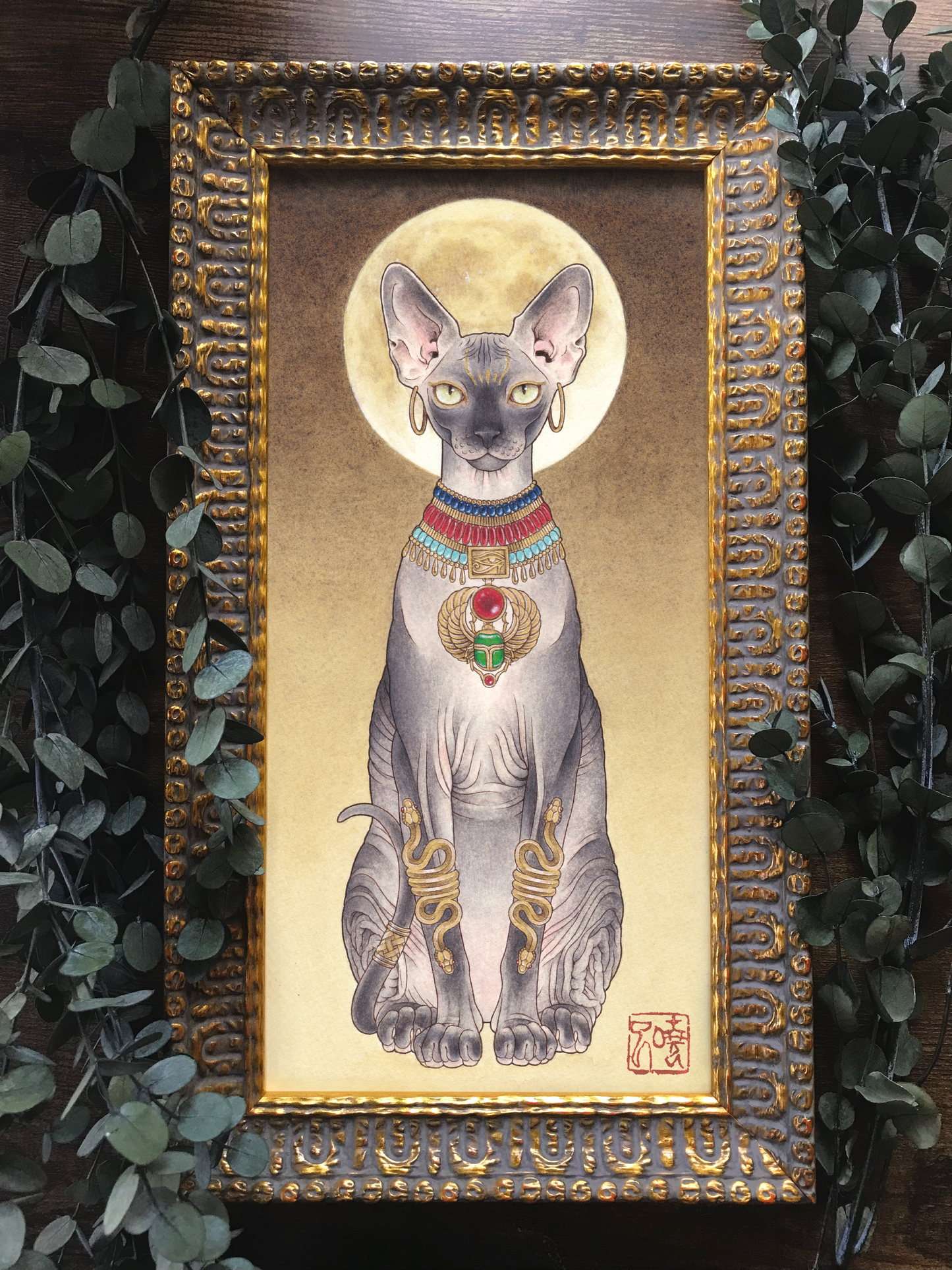 Bastet like Egyptian cat (額装付)