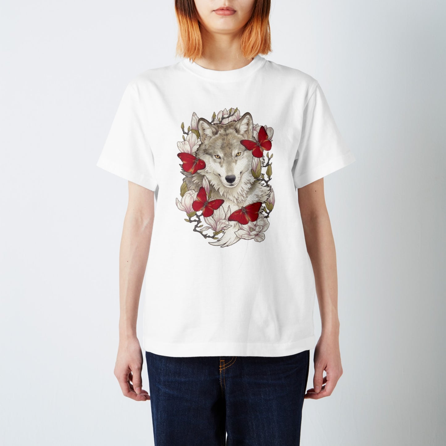 Gray wolf × Magnolia -7.5oz heavy cotton T-shirts