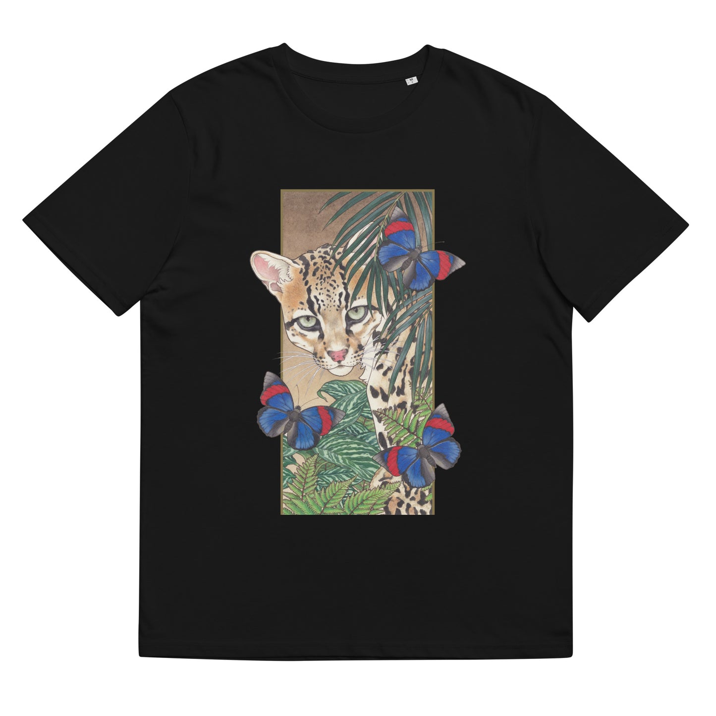 Ocellot & tropical plants-Unisex organic cotton t-shirt