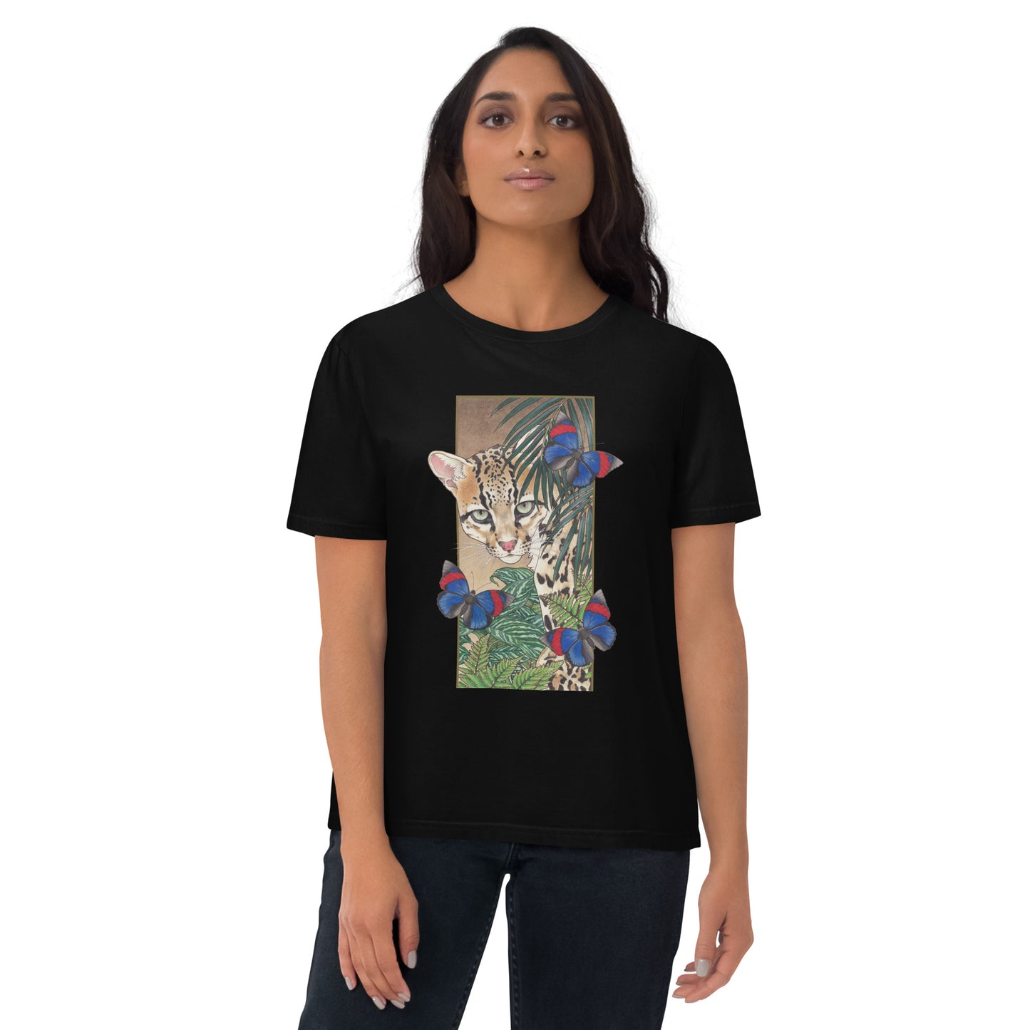 Ocellot & tropical plants-Unisex organic cotton t-shirt