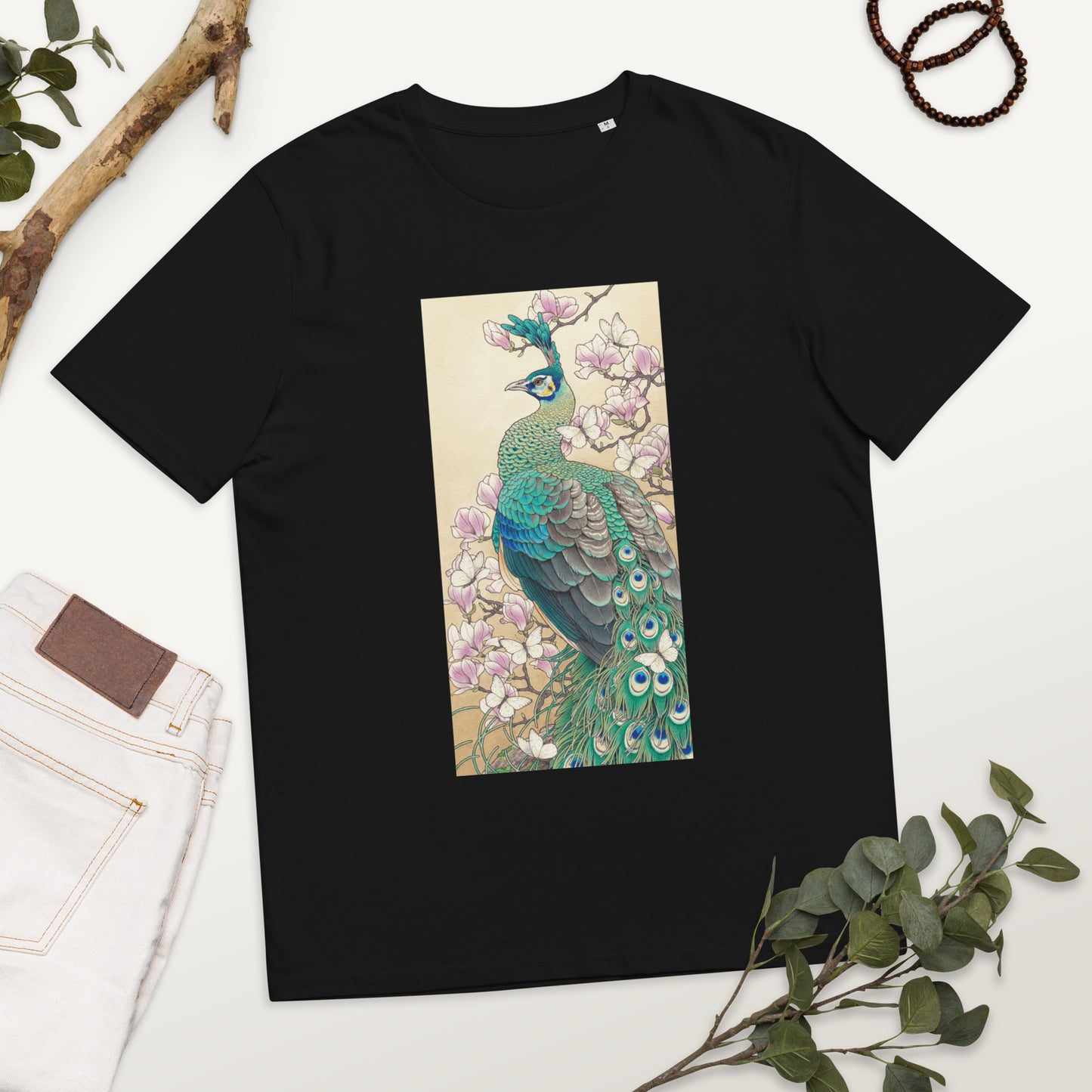 Green peafowl -Unisex organic cotton t-shirt