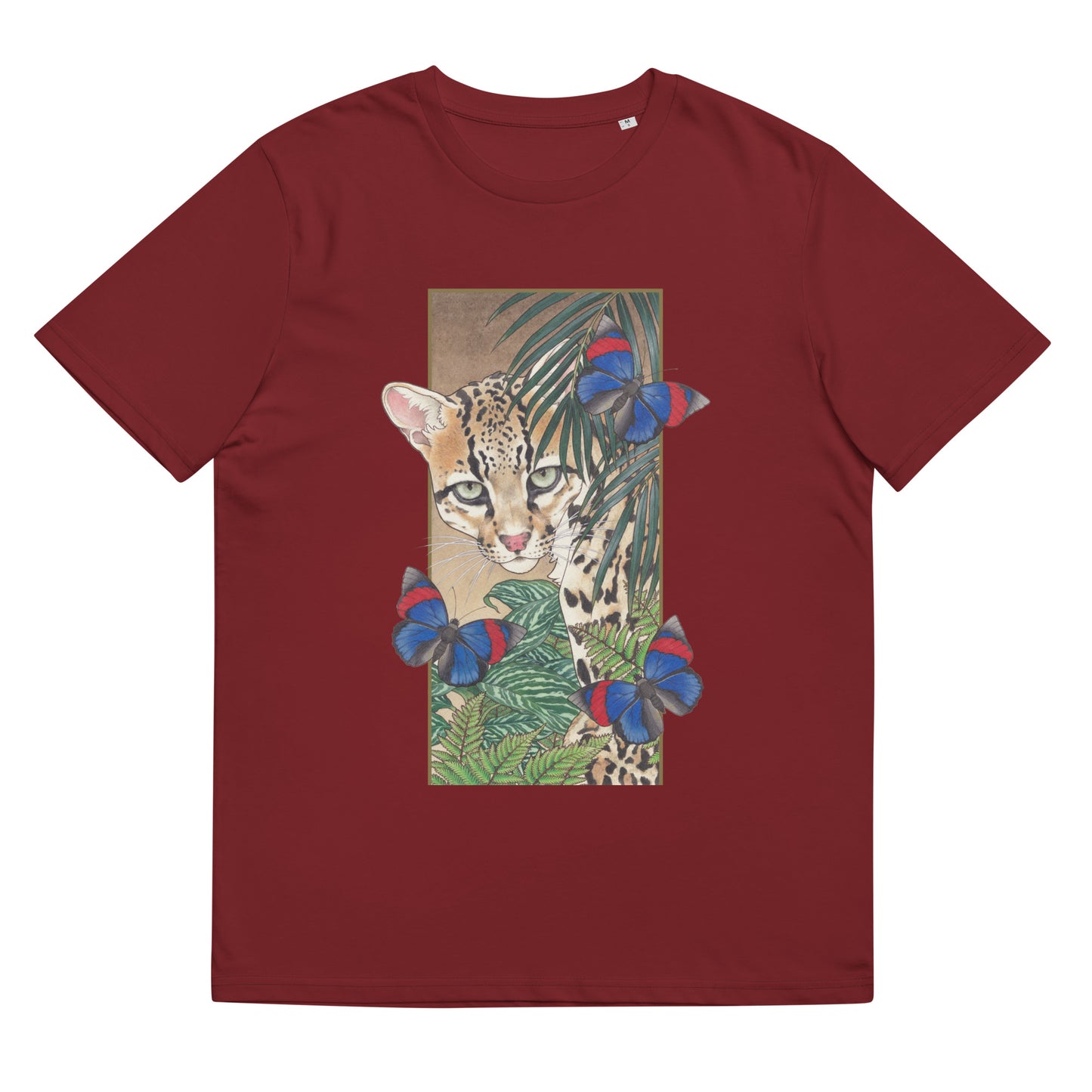 Ocellot & tropical plants-Unisex organic cotton t-shirt