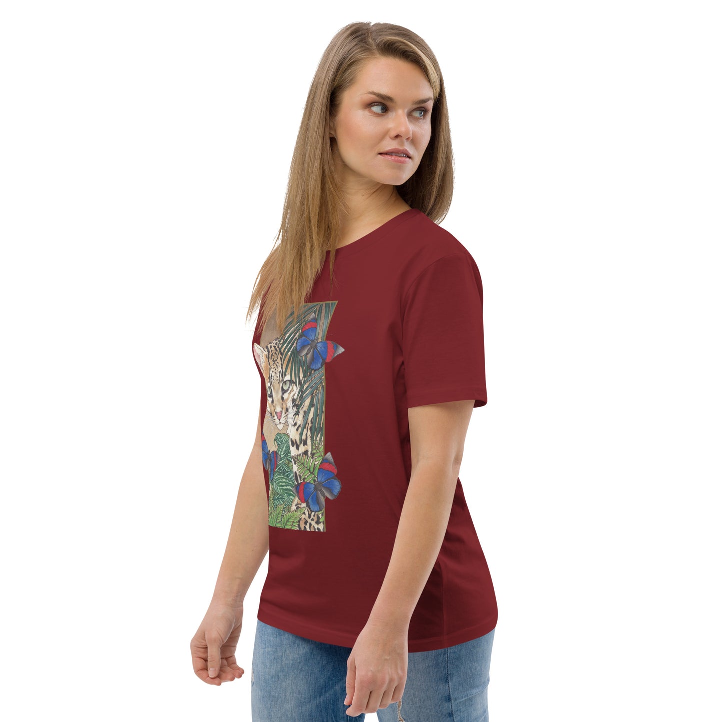 Ocellot & tropical plants-Unisex organic cotton t-shirt