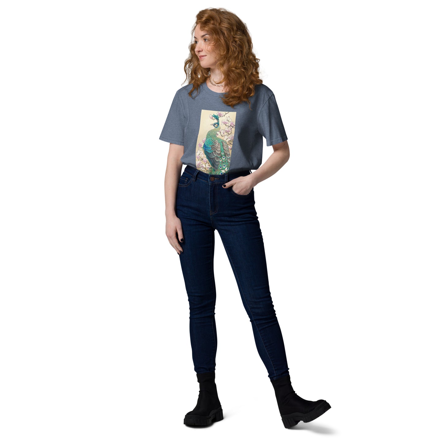 Green peafowl -Unisex organic cotton t-shirt