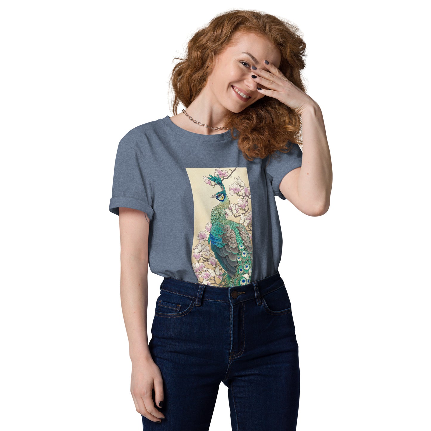 Green peafowl -Unisex organic cotton t-shirt