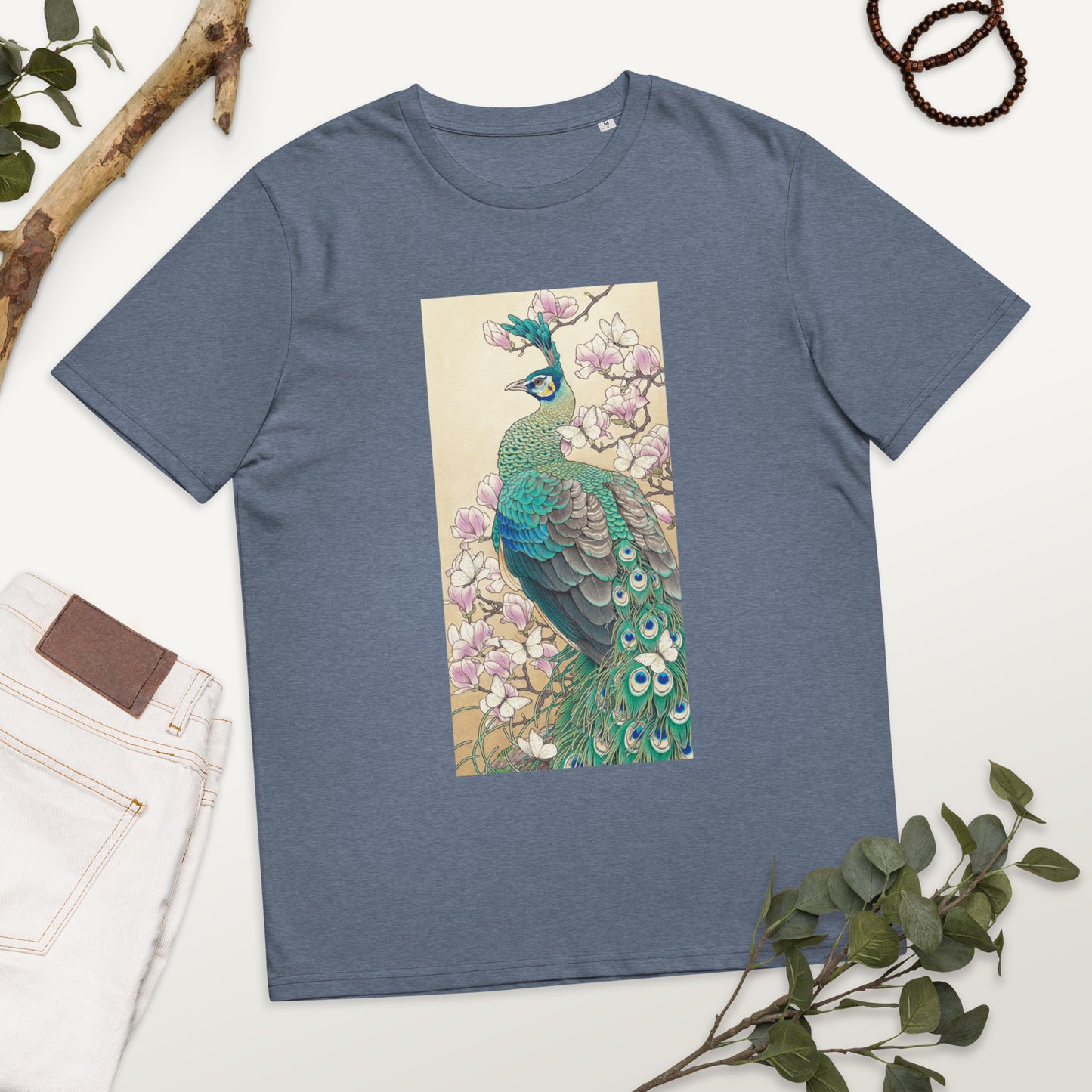 Green peafowl -Unisex organic cotton t-shirt