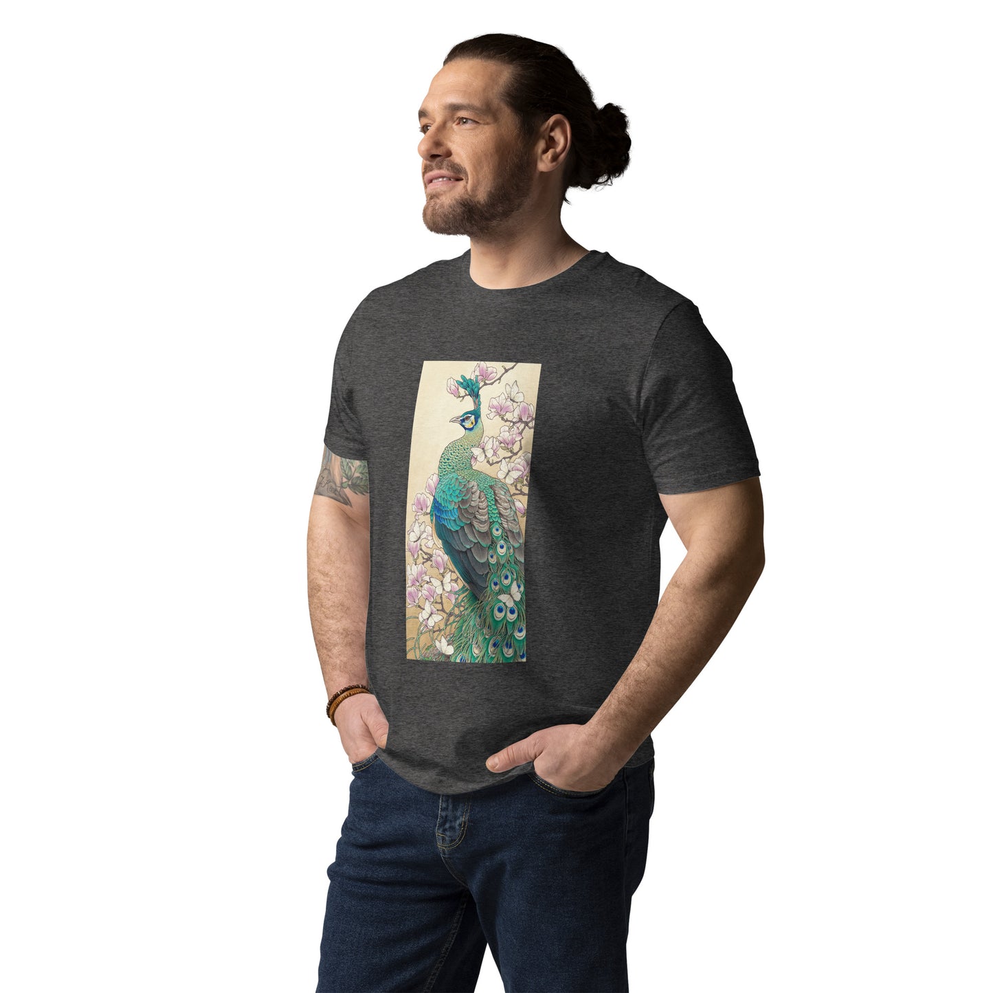 Green peafowl -Unisex organic cotton t-shirt