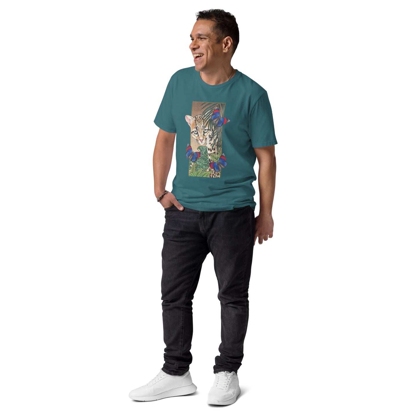 Ocellot & tropical plants-Unisex organic cotton t-shirt