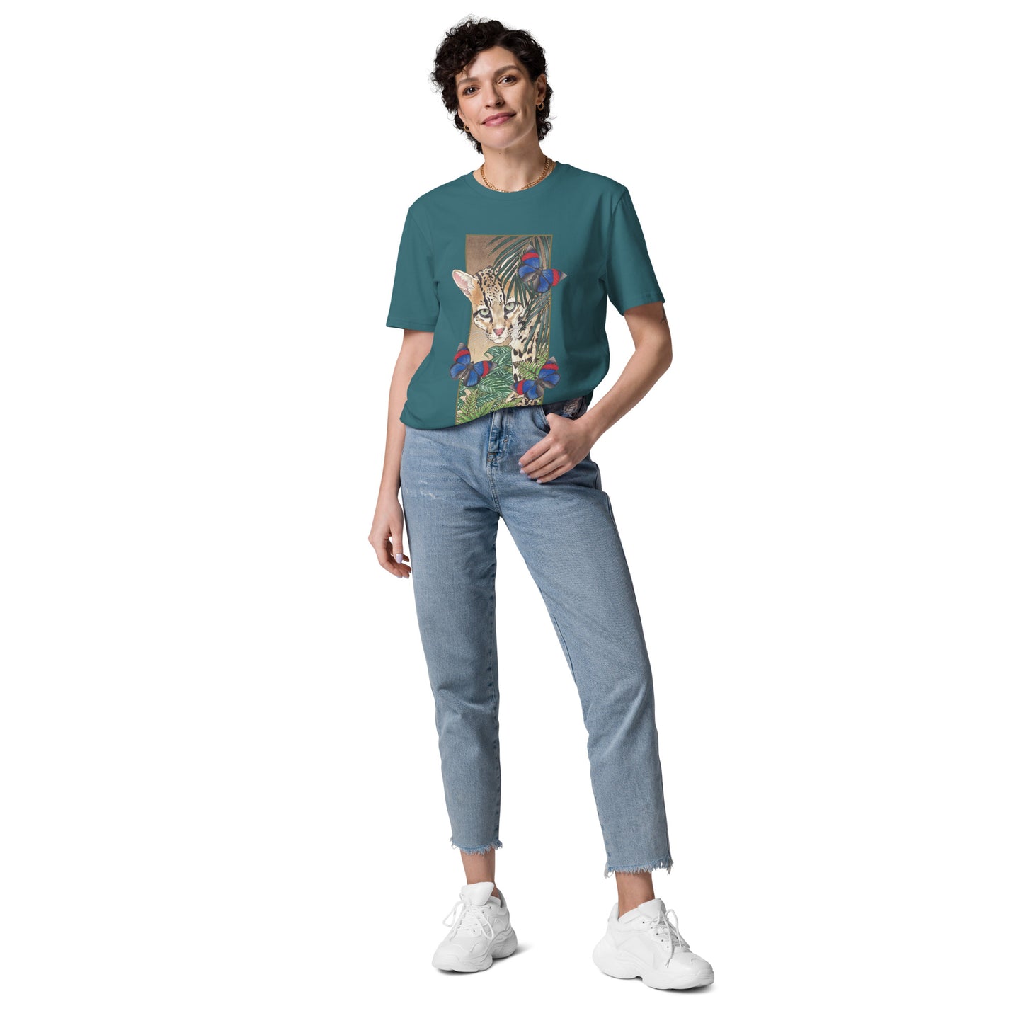 Ocellot & tropical plants-Unisex organic cotton t-shirt