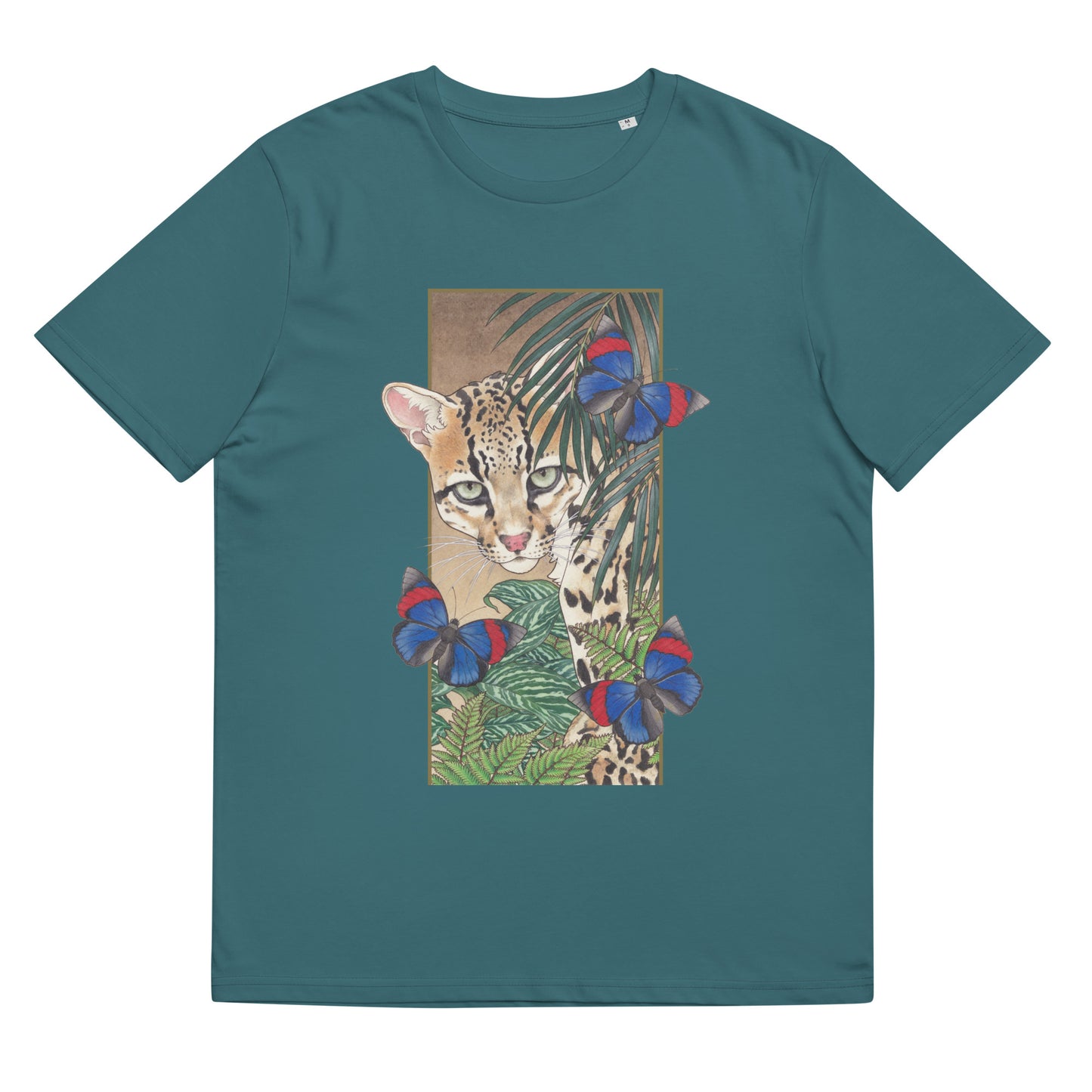 Ocellot & tropical plants-Unisex organic cotton t-shirt
