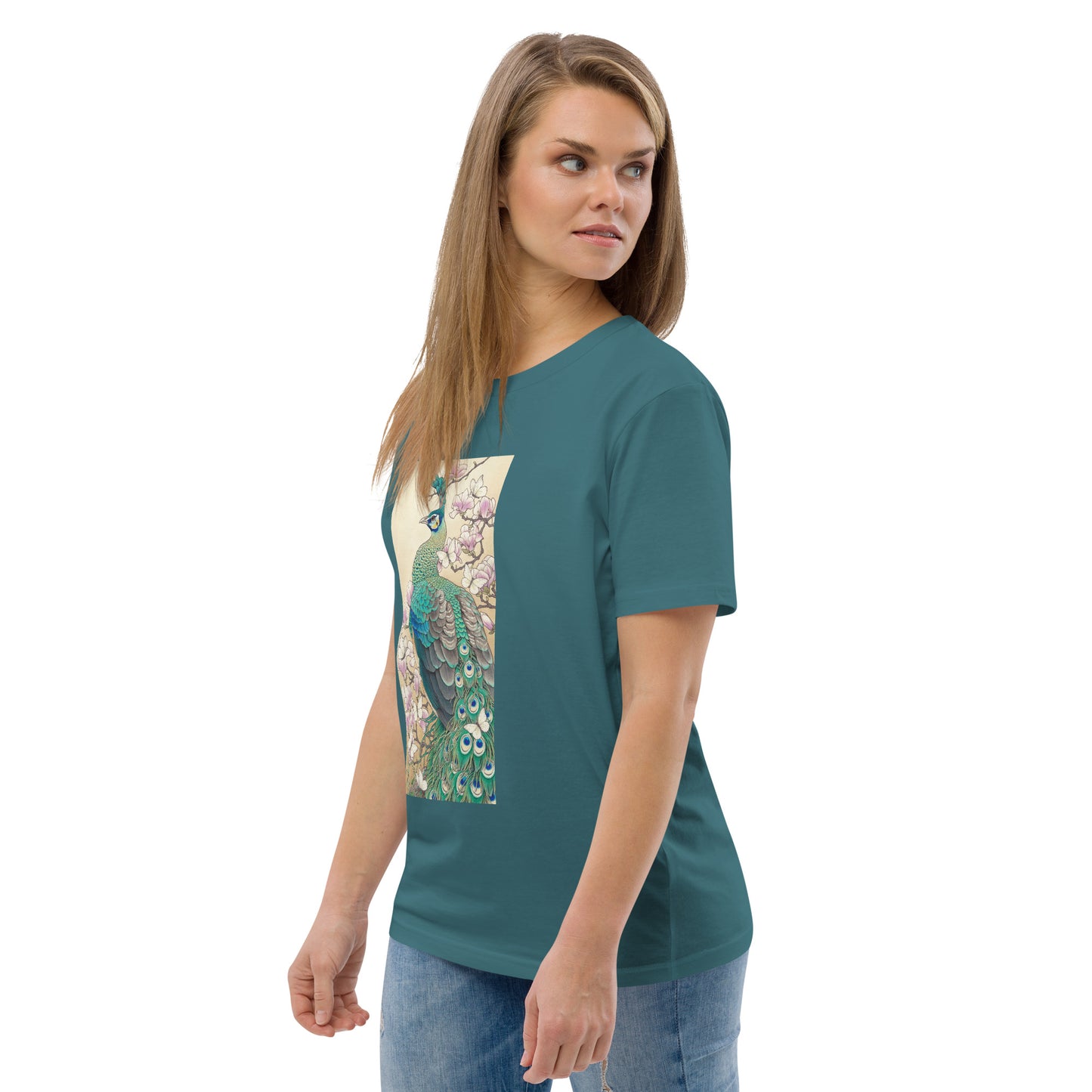 Green peafowl -Unisex organic cotton t-shirt