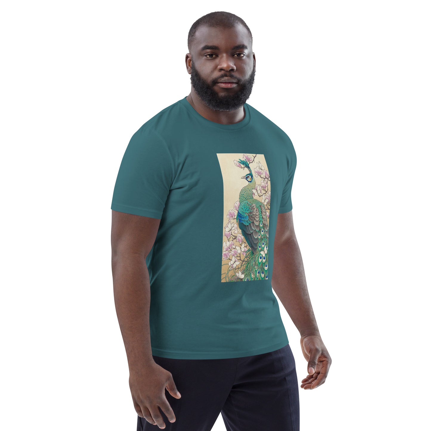 Green peafowl -Unisex organic cotton t-shirt