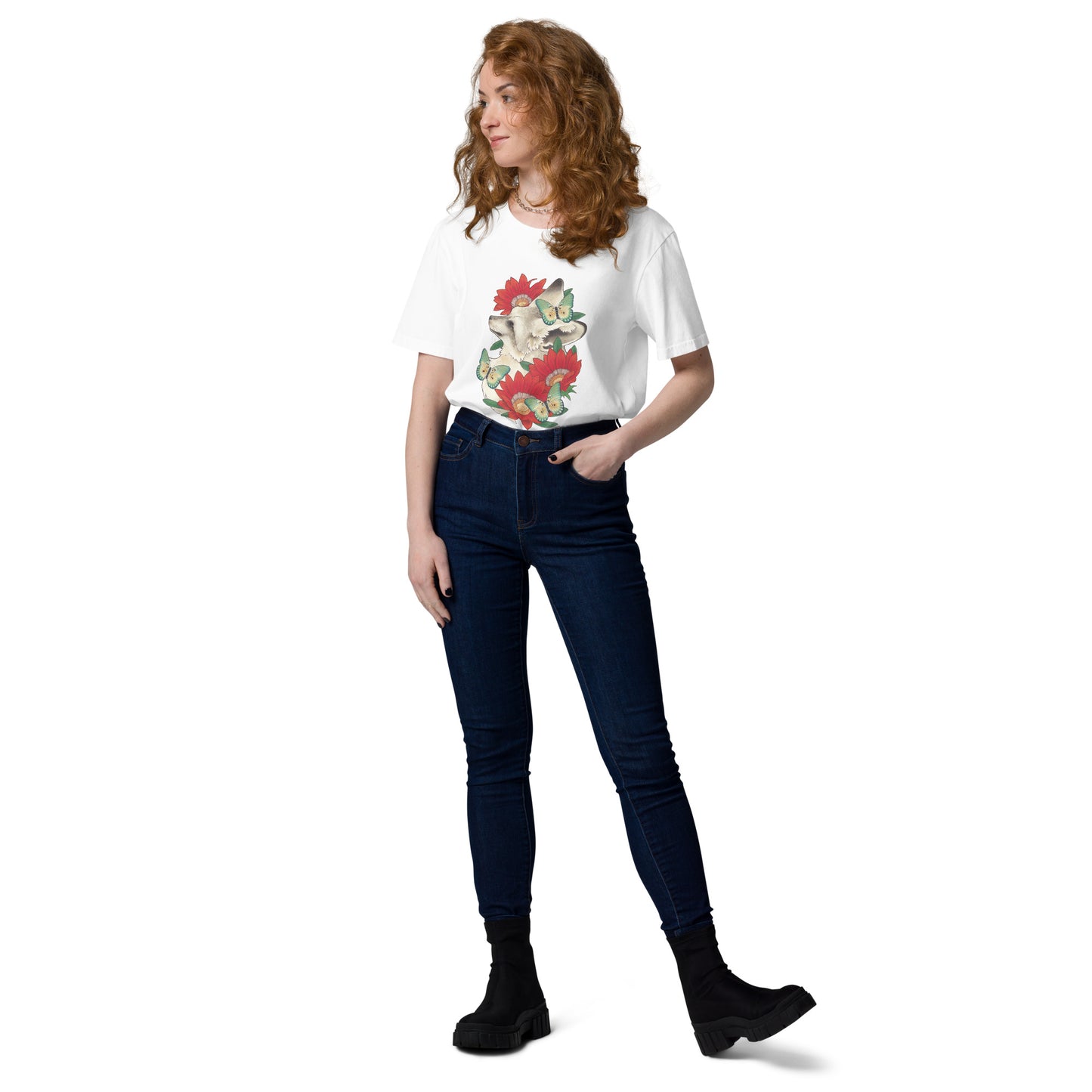 Bat-eared fox & Gazania-Unisex organic cotton t-shirt