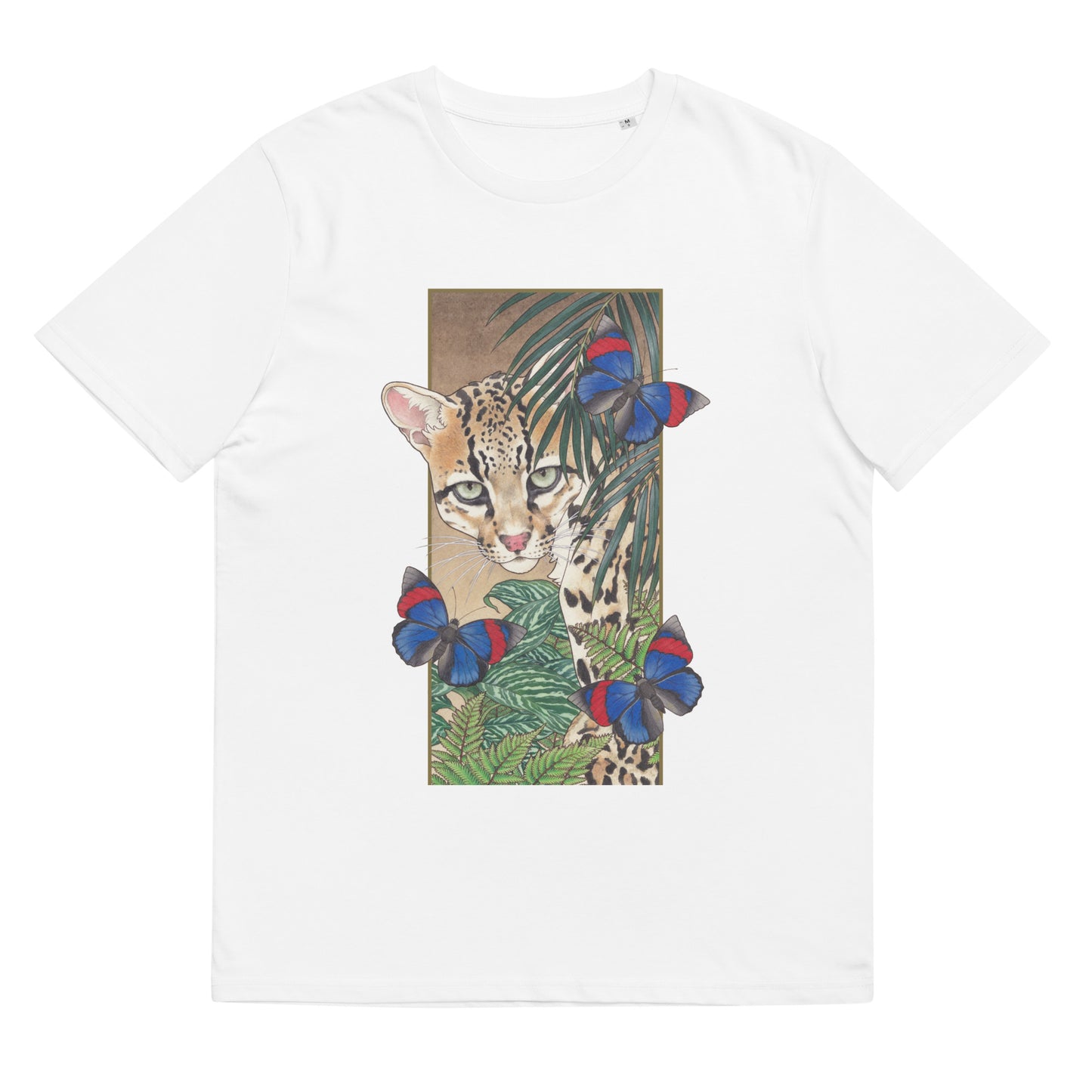 Ocellot & tropical plants-Unisex organic cotton t-shirt