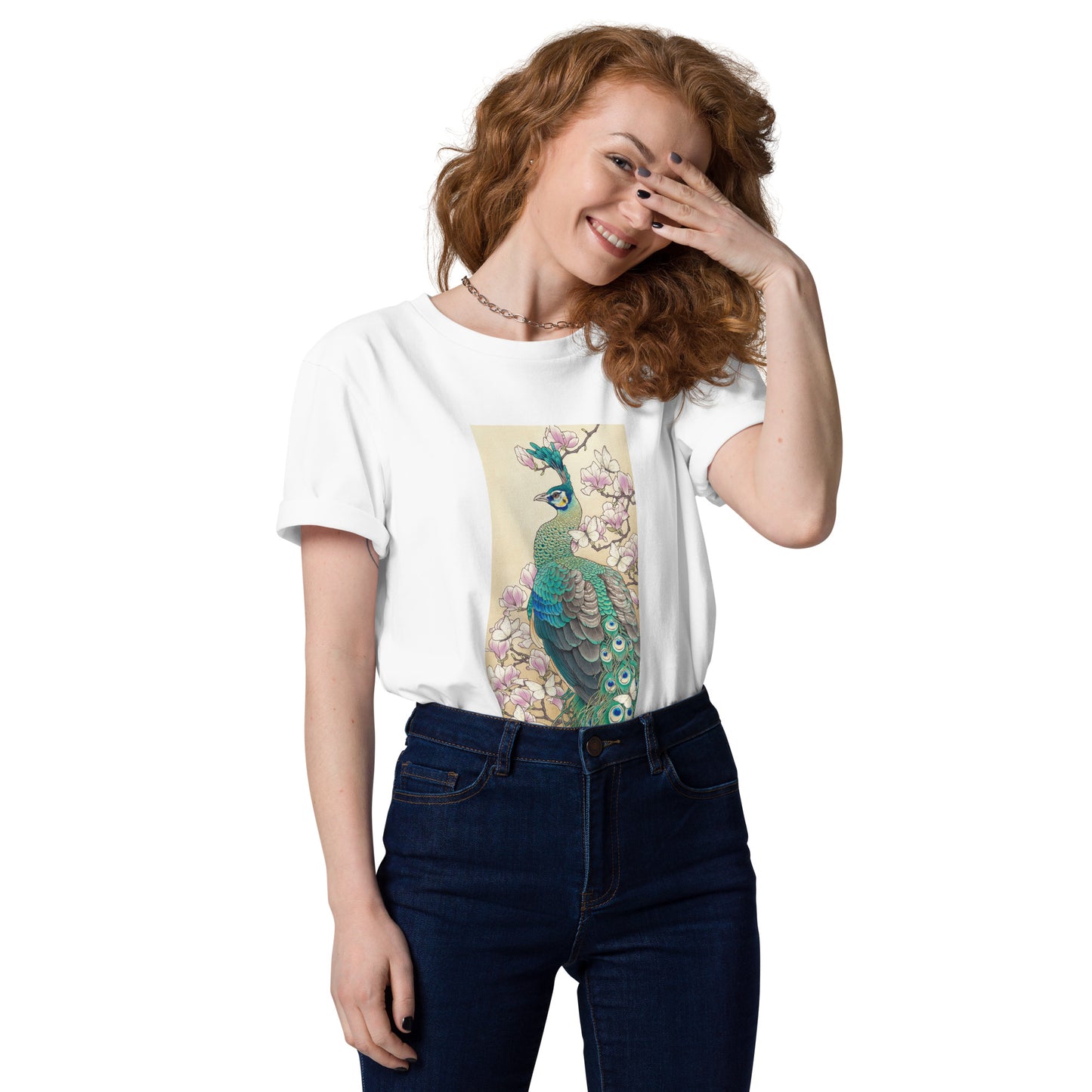 Green peafowl -Unisex organic cotton t-shirt