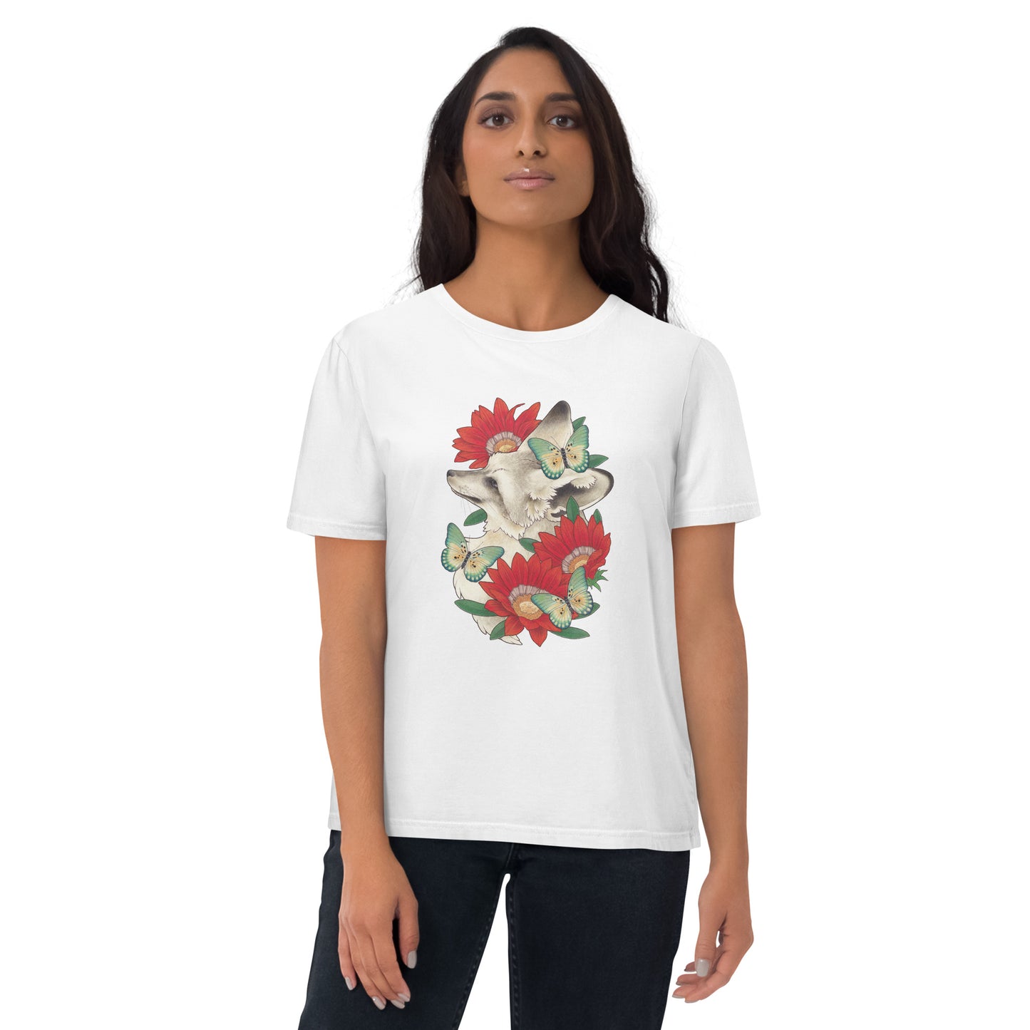 Bat-eared fox & Gazania-Unisex organic cotton t-shirt