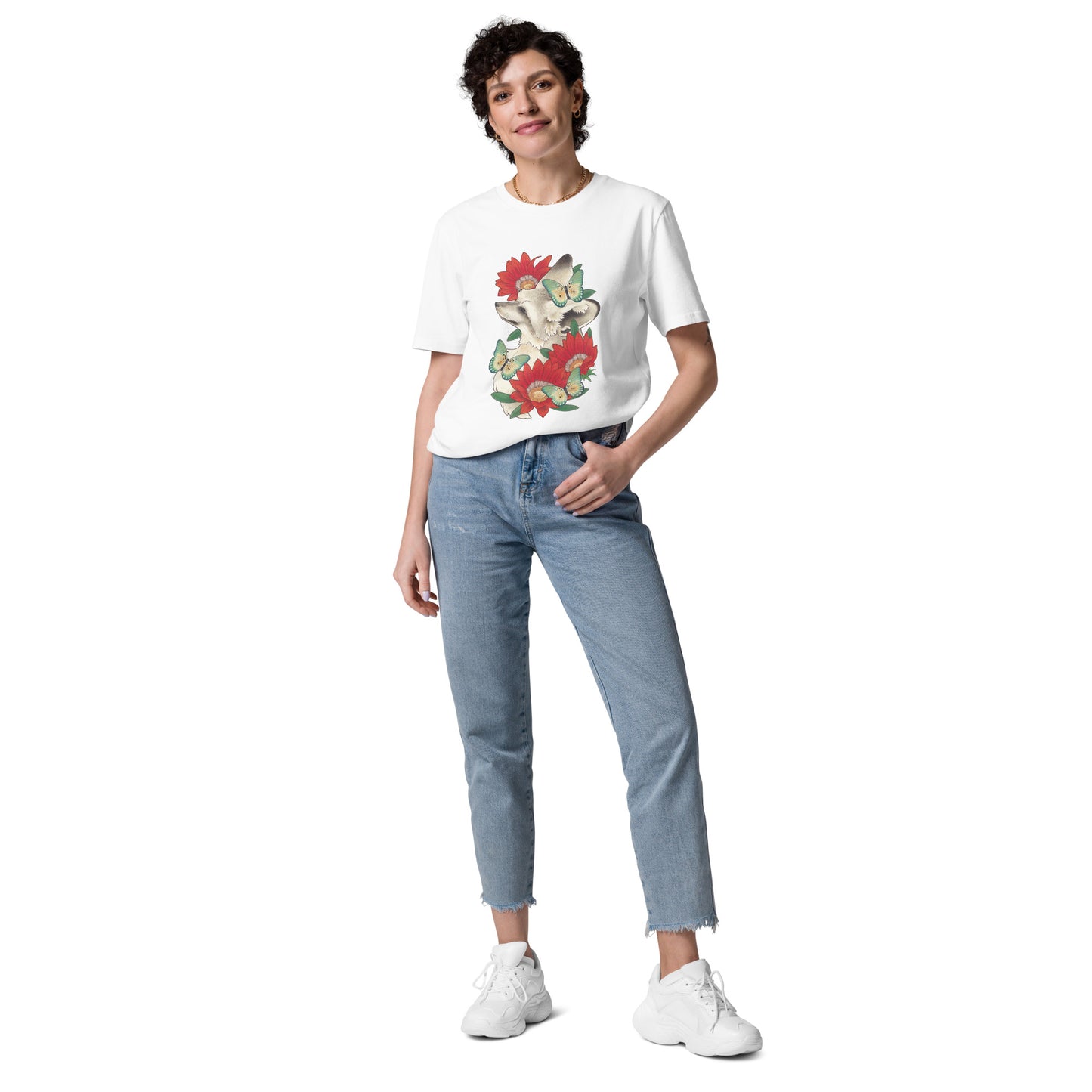 Bat-eared fox & Gazania-Unisex organic cotton t-shirt