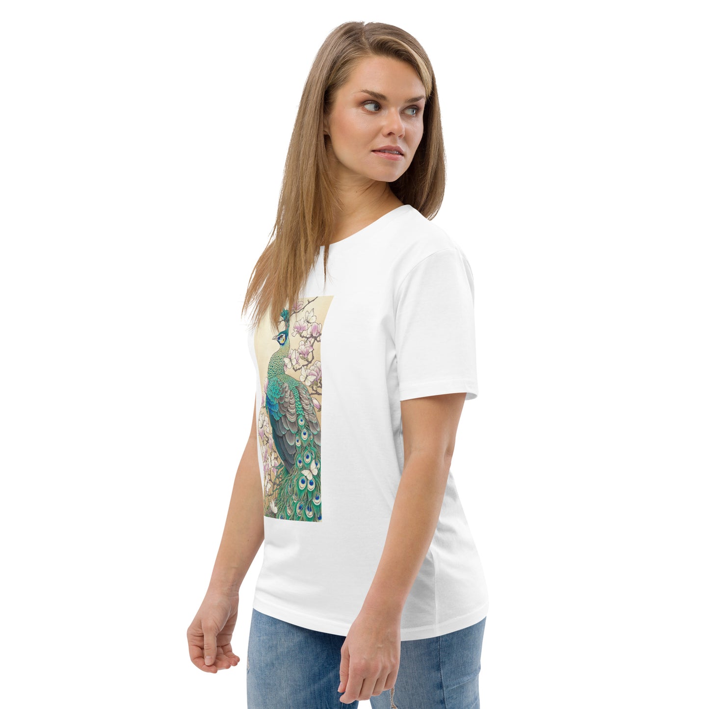 Green peafowl -Unisex organic cotton t-shirt
