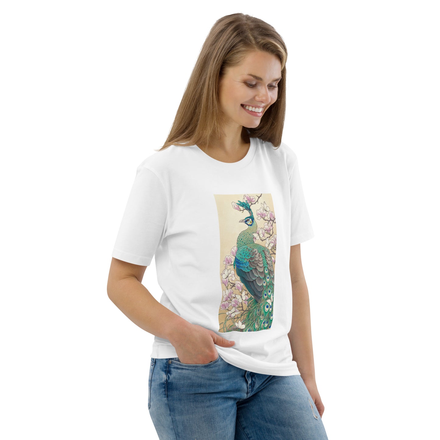 Green peafowl -Unisex organic cotton t-shirt